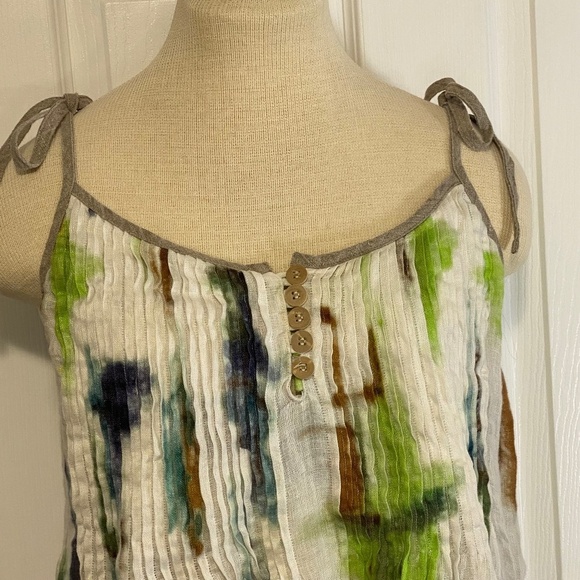 ZYGA LIN'N LAUNDRY Linen Lagenlook Adjustable Tie Spaghetti Strap Baby Doll Top - Picture 3 of 14